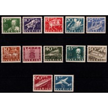 1936. Sverige. Postvæsenets 300-års jubilæum. Komplet sæt. Ustemplet.